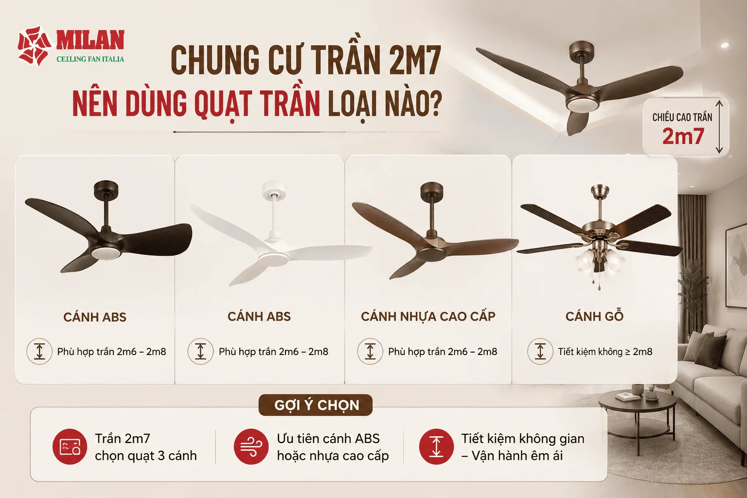quạt trần chung cư